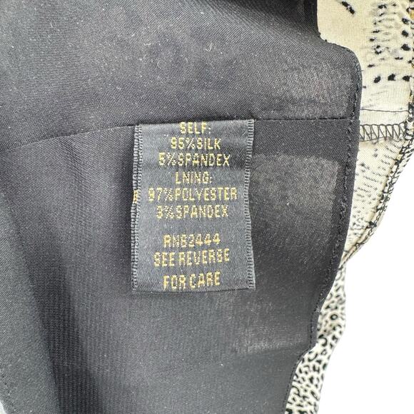 Nicole Miller Black & Cream Mixed Print Silk Blend Strapless Maxi Cocktail Dress - Picture 13 of 14